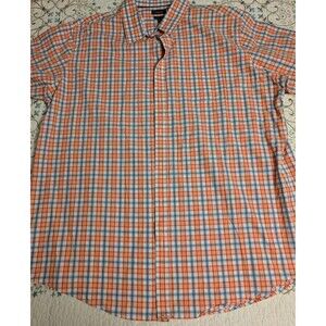 Croft And Borrow Men's Orange And Blue Checkered Button Down Shirt Size 3XLT